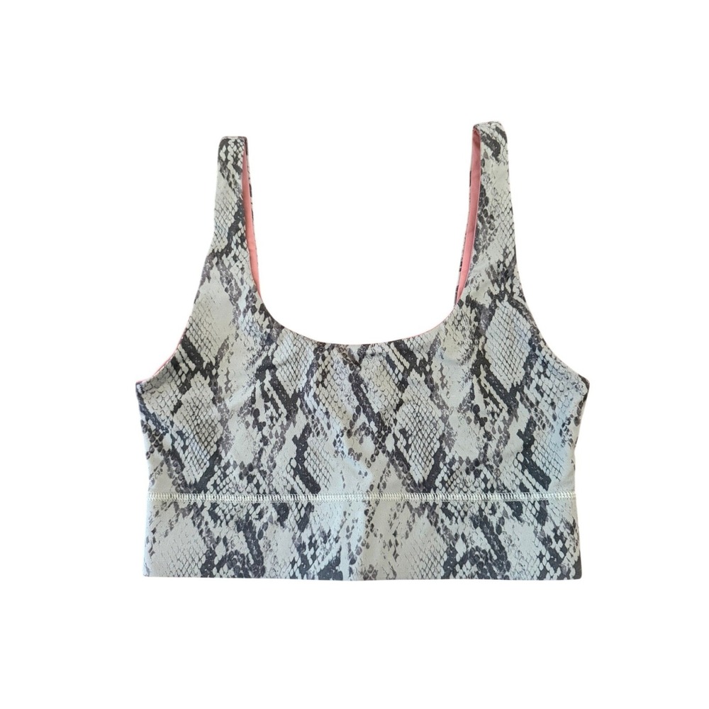 Fabletics Longline Sports Bra Reversible Python Print Women's‎ Size Small Yoga
